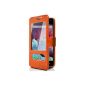 Seluxion - Cover Case Pouch Universal S-view The Color Orange to Wiko Highway 4G (Electronics)