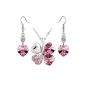 The Premium ® Necklace clover heart Drop earrings made with assorted CRYSTALLIZED ™ Swarovski Elements Rose (Jewelry)