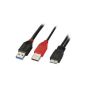 31115 Lindy USB 3.0 Dual Power Cable Type A / Micro B 0.5m Black