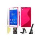 BAAS® Sony Xperia Z3 - S-Line Silicone Gel Case + 2X Screen Protector Film + Stylus + Office Support (Electronics)