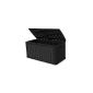 XL cushion box, Auflagenbox, Bank Rattan Design and with 270 Ltr. Volume!  With lockable lid, suitable for sitting.  In a dark anthracite gray held.  Dimensions 117 x 56 x 58 cm!  TOPP