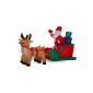 Reindeer sleigh with Santa, inflatable, bright, 240 cm long, outdoor