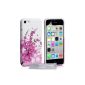 Case iPhone 5C Case Pink / White Silicone Gel Floral Bee Cover (Accessory)
