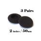 Headphone ear cushions, ear cushions replacement for headphones, audio replacement foam ear pads 6-pack for Sennheiser PX100 / PMX100 / PMX 60 II / PMX200 / PX200 / PXC150 / PXC250 / Sony MDR 410 / Panasonic / Philips compatible (50mm Black) with most of the other Headset / Headphones / Headsets type 10 (Accessories)