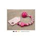 little stork baby pacifier chain with Wunschnamen - girl motif pink heart (Baby Product)