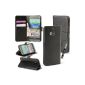 MadCase - HTC ONE M8 (2014) - Elegant Premium Leather Wallet Case Case Case Case Cover with credit card slots and stand function - Free Screen Protector - Stylus Touch Pen Pen - Black (Electronics)