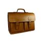 Delara Briefcase in brown leather with shoulder strap and shoulder pad - Made in Germany (Luggage)