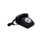 Opis 60s cable - Retro phone sixties vintage design with dial and metal bell (black) (Office supplies & stationery)