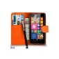 Nokia Lumia 635 Premium Wallet Leather Case Cover Orange Flip Screen Mini Stylus + Pen + Touch Stylus + Protector Big & Chiffon BY Shukan (ORANGE) (Electronics)