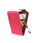 Supergets Case for HTC Desire C Faux Leather Case Cover in Pink, mini stylus, protector, Accessories Set (Electronics)