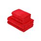 AmazonBasics Quick Dry Towel Set, Red, 2 Bath & 2 Hand (Kitchen)