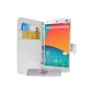 Luxury Wallet Case Cover White for LG Nexus 5 and 3 + PEN FILM OFFERED!  (Electronic devices)