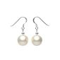 Earrings Earrings Muschelkernperlen 10mm & 925 silver white pearl earrings ladies (jewelry)