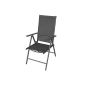 Aluminium Garden chair high-back chair position deckchair with textile fabric backrest 7-position adjustable folding anthracite (garden products)