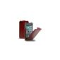 Melkco - ultra slim flip leather case for iPhone 4 / 4S Vintage Red (Electronics)