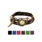 RE: CRON Damenarmbanduhr leather with pendant wings brown - selectable colors (clock)
