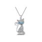 VIKI LYNN - Crystal Serie Miss Kitty Cat Adorable Molly 'Cat Eye' necklace girls women gift plate white gold Fashion Jewelry idšŠal for any occasion (Jewelry)