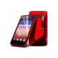 Skin Cover (red) Huawei Ascend Y550 Designed Stylish S Line Gel Case wave with LCD Screen Protector Guard, Rag & Mini Retractable Stylus Pen by Fone-Case (Wireless Phone Accessory)