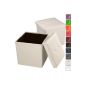 2 cube stools with upholstered seats - 2 storage boxes foldable ottomans - Beige - 42 x 42 x 42 cm (W x H) - synthetic leather - VARIOUS COLORS