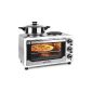 Klarstein Omnichef 23H mini oven Mini oven grill with chicken kebab and 2 hotplates (1500W, 23 liters, stainless steel, timer, incl. Baking tray and grill) White (Misc.)
