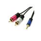 Tech'Import - Stereo audio cable - Connectors 3.5mm Male to Dual RCA Male.  Length 1.5 m (Electronics)