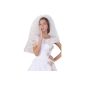 HBH Hamburger Bridal veil with satin ribbon and pearls, length 45 / 65cm, with comb (Textiles)