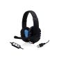 CSL - Headphones - KEM-613 USB incl.  external sound card / Gamingheadset incl.  sound card included | Gaming Edition Plus (USB) | leatherette ear headphone / Mesh-Inlay | volume control | black / blue (Electronics)