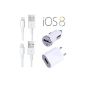 Original NessKa Premium 4in1 iPhone 6/6 Plus / 5 / 5S / 5C / iPad Mini / iPod Touch 5th Generation / iPod Nano 7th Generation / iPad Mini 2 charger USB charging cable Cable Power Adapter Car Mount Adapter Cable Accessories Set in white / white with all iOS iOS devices 8 Compatible (Electronics)