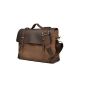 Fashion Plaza Unisex Women Men Crazy Horse leather with canvas shoulder bag man bag business casual laptop bag Briefcase (large) C5061 (Luggage)