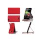 Wiko Rainbow / Rainbow Wiko 4G Case Leather Folio red Stand Up Cover - Accessories Case Vertical Wiko Rainbow Flip Case Cover (PU leather mobile phone pocket red) - XEPTIO accessories (electronic)