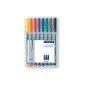 Staedtler 316 Lumocolor WP8 Universal pen F-tip, about 0.6 mm, non-permanent, 8 pieces in tiltable Staedtler Box (Office supplies & stationery)