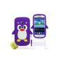 Penguin Silicone Case Cover Case For Samsung Galaxy Fame S6810 + Stylus + Screen Protector AOA Cases® (Purple) (Electronics)