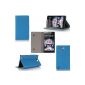 Huawei Ascend G740 Luxury Case Ultra Slim Leather Style blue with stand - protective shell Cover Huawei G740 blue Wifi / 3G / 4G / LTE - accessories pouch discovery XEPTIO Price: Exceptional box!  (Electronic devices)