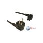 Power Cord 1.80m VDE YP-22 / YC-14L black Schuko CEE 7/7 / IEC 60320 (C5) 90 ° angled (Electronics)
