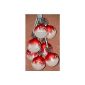 7 piece glass ball ornaments / Glaskugelgehänge Red electrically illuminated window balls 8cm Erzgebirge