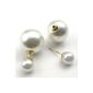 Konov Jewellery Ladies' Earrings - Round Ear Studs - Artificial pearls - Stainless Steel - Womens - Color White - With Gift Bag - F23957 (Jewelry)
