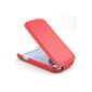 OttaCase Carbon Leather Flip Cover Case Shell Cover Case Cover For Samsung Galaxy Trend S7392 Red Lite S7390 + 1 gift (Wireless Phone Accessory)