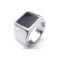 Konov Jewelry Men Ring, Women's Ring, stainless steel carbon fiber inlay, signet ring, black silver - Gr.  70 (Jewelry)