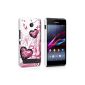 Creator Case for Sony Xperia E1 - Case / Shell / Cover White protection / pink Plastic Rigid (solid rear) with pink heart motif (Electronics)