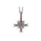 Trailer inverted cross with pentagram and red zirconia with pewter chain (jewelry)