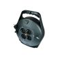 Transmedia cable reel, shock-proof plug with 4 Schuko couplings, length: 15 m, black NV18L (tool)
