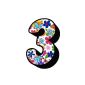 Flowers And Butterfly Number 3 / Stickers For Wheelie Bin / door / dustbin / trash - select number