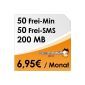 DeutschlandSIM ALL-IN 50 [SIM & Micro-SIM] - Monthly terminable (200MB Datenflat, 50 free minutes, 50 free text messages, 6,95 euro / month, 9 ct consequence minute price) O2 network (optional)