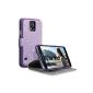 Terrapin Leather Case Cover with stand function in BookStyle card slots for Samsung Galaxy S5 (Purple) (Wireless Phone Accessory)
