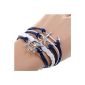 Knit bracelet retro rudder anchor bracelet Blue and White (Jewelry)