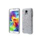 iProtect Cases Samsung Galaxy S5 Glitter Hard Case in leather optics Silver (Electronics)
