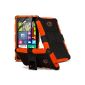 (Orange) Nokia Lumia 530 Hülle Case Cover Abdeckung Premium Fitted Tough Shock Proof Survivor Rugged Heavy Duty Hard Case W / Back stand, LCD screen protector, Rag & Mini Retractable Stylus Pen for Spyrox (Clothing)