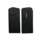 Mobile Bar Flip Cover Black leather case with flap shell for Nokia Asha 206 (Electronics)