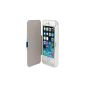2800mAh for iPhone 5s 5 Battery Battery Cover Cover Case Charger with flip-case hinged lid External Battery, White (Electronics)