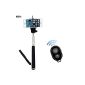 PINPO (TM) Waterproof Black Expandable self-portrait photo Selfie handheld stick monopod with Adajustable Phone Holder Stand for iPhone 5 / 5S 5C iPhone 6 Samsung BlackBerry Camera & Bluetooth Wireless Camera with self-timer Remote Shutter Controller for iOS Android smartphone (Wireless Phone Accessory)
